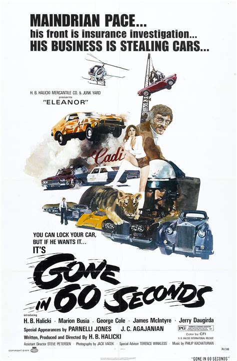Halicki, marion busia, jerry daugirda |. Gone in 60 Seconds (1974) | Amazing Movie Posters