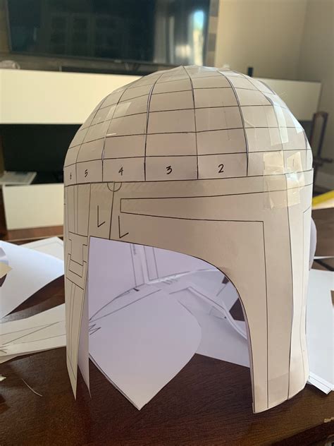 Here's an easy diy mandalorian helmet made entirely out of cardboard and duct tape (and a tiny i made the mandalorian helmet, this is the way. Diy Mandalorian Helmet Template | helmet