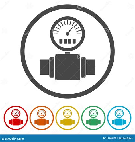 Pressure Gauge Manometer Icon Pressure Meter Icon 6 Colors Included