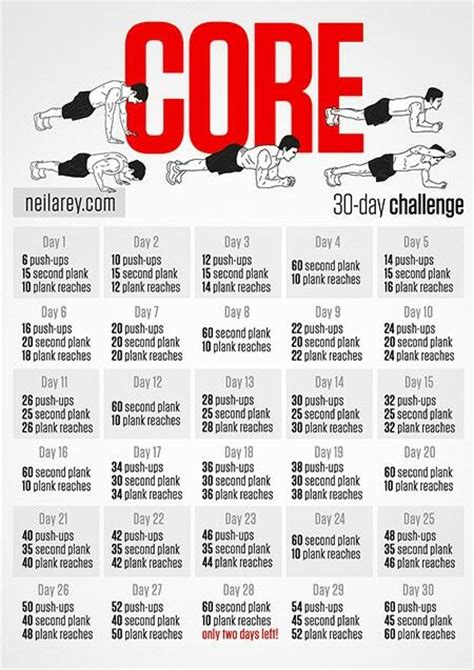 30 Day Core Challenge Fitness Abs Pinterest Core Challenge 30