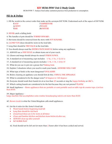 KEY HUM-FNW Unit 2 Study Guide
