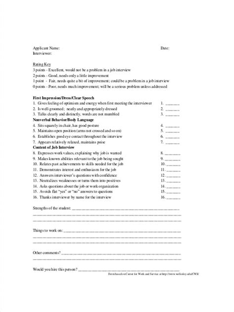 interview feedback form examples   ms word