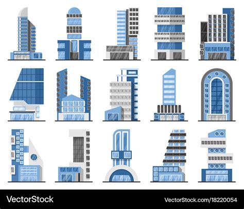 Set Office Buildings Royalty Free Vector Image