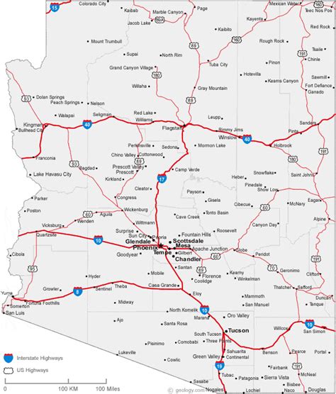 Driving Map Of Arizona Park Map