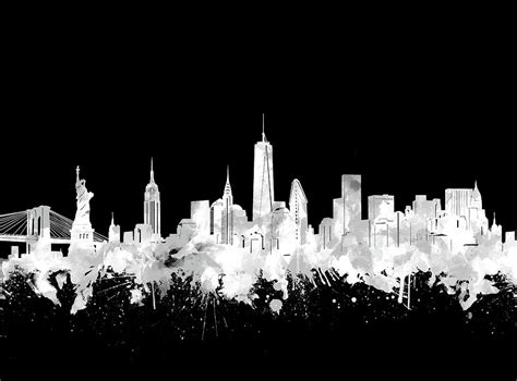 New York Skyline Black And White 2 Digital Art By Bekim Art