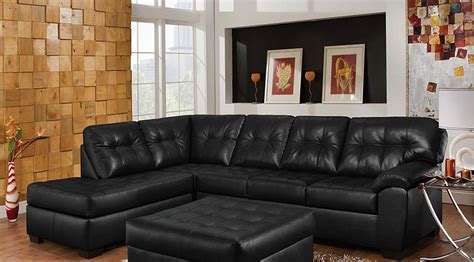 Black Bonded Leather Sectional Sofa Baci Living Room