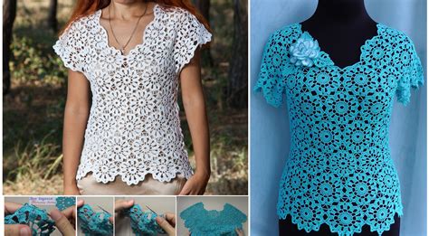 Crochet Blouse From Motifs Tutorials And More