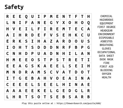 Download Word Search On Safety