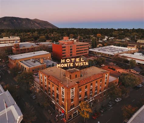 Hotel Monte Vista In Historic Downtown Flagstaff Drone Shot Editorial