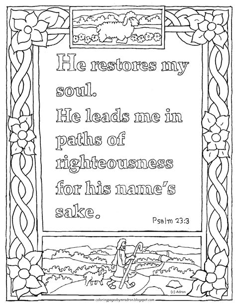 Coloring Pages For Kids By Mr Adron Printable Psalm 233 Coloring