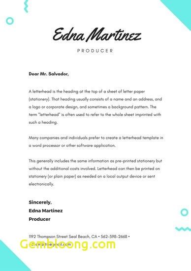 The letterhead format is always the same however to create memorability, you have to in the corporate letterhead format, the logo of the company should always be at the top. Personal Letter Templates | IPASPHOTO