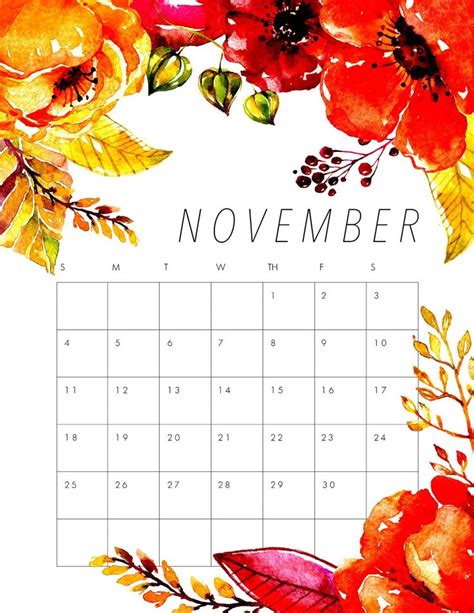 Cute November 2019 Calendar Design Print Calendar Calendar Design