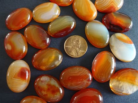 25x18mm Natural Striped Red Agate Gemstone Cabochon Oval Red Cabochon
