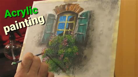 How To Paint A Window With Flowers Easy Beginners Acrylic Painting