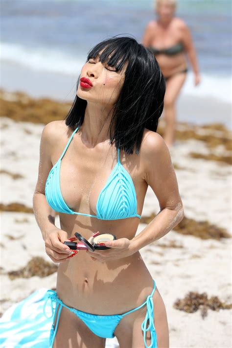 Bai Ling In A Powder Blue Bikini At Sunny Isles Beach
