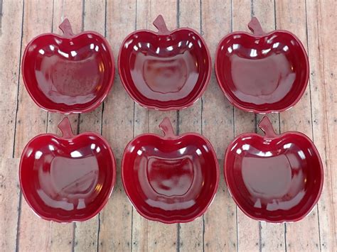 Vintage Hazel Atlas Orchard Red Milk Glass Apple Bowl Set Of Etsy