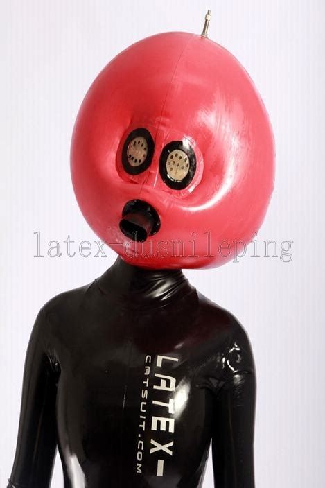 100latex Rubber Gummi 08mm Inflatable Hood Mask Ball Catsuit Suit