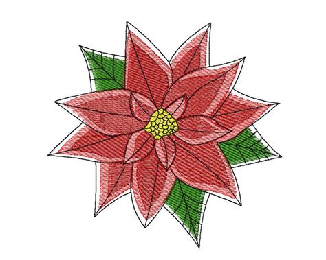 Christmas Poinsettia Embroidery Designs Red Flower Sketch Design For