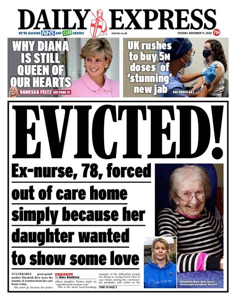 Daily Express Front Page 17th Of November 2020 Tomorrows Papers Today