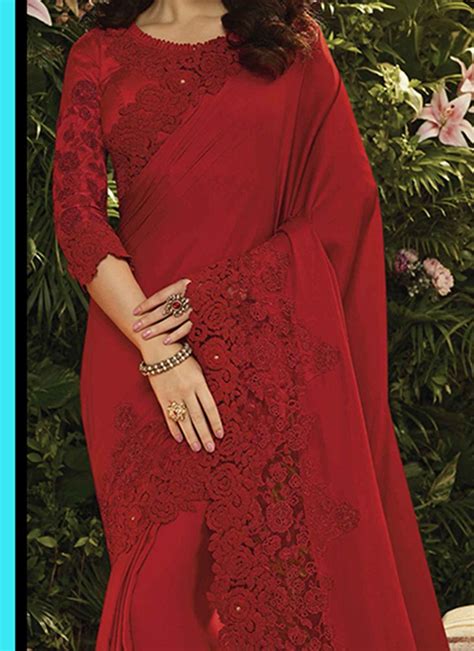 Red Silk Embroidered Wedding Saree Sarees Designer Collection