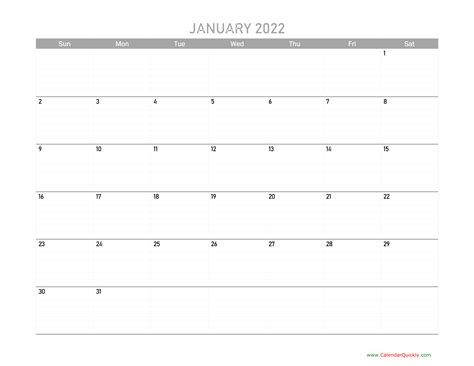 January Calendar 2022 Printable Calendar Quickly