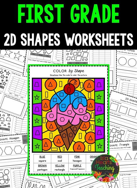 That is, shapes are represented on the x and y axis or on a horizontal and vertical plane. First Grade 2D Shapes Worksheets (First Grade Math Series ...