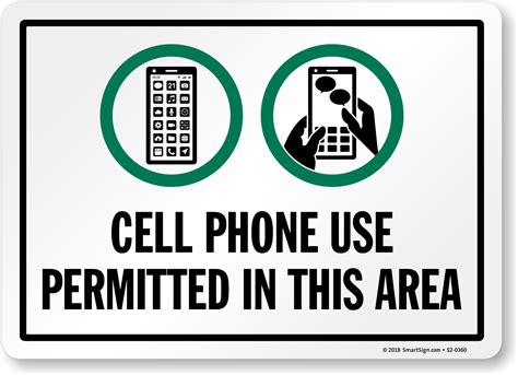 Cell Phone Use Permitted In This Area Sign With Graphic Sku S2 0360