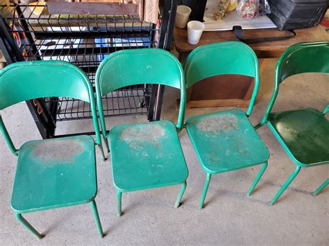 Set Of 4 Green Metal Chairs Schmalz Auctions
