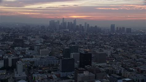 76k Stock Footage Aerial Video Approaching The Downtown Los Angeles
