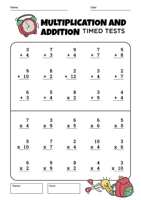 Multiplication Mad Minute Math Drill Worksheet Printable Worksheets