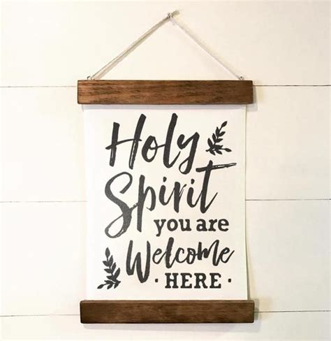 Holy Spirit You Are Welcome Here Vintage Style Wall Hanging Christian