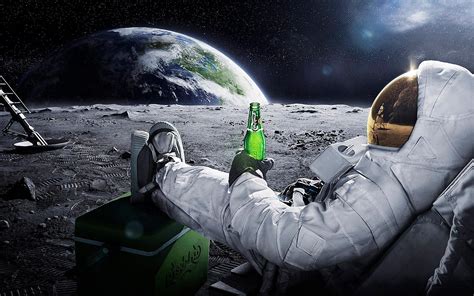 Wallpaper 1920x1200 Px Astronauts Beers Carlsberg Earth Landing