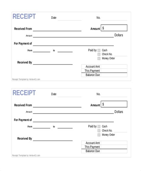 Single Receipt For Payment Template