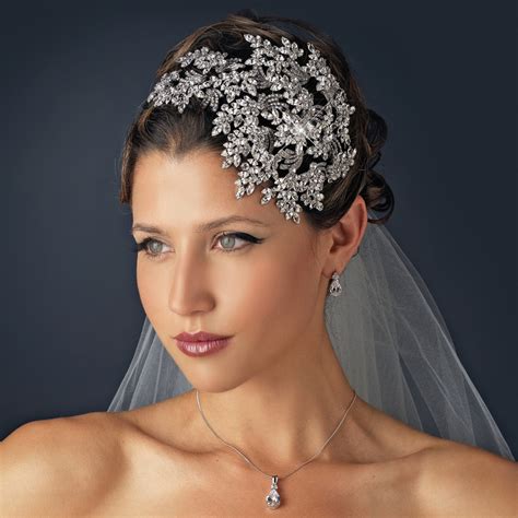 vintage couture side accented crystal bridal headband headpiece elegant bridal hair accessories