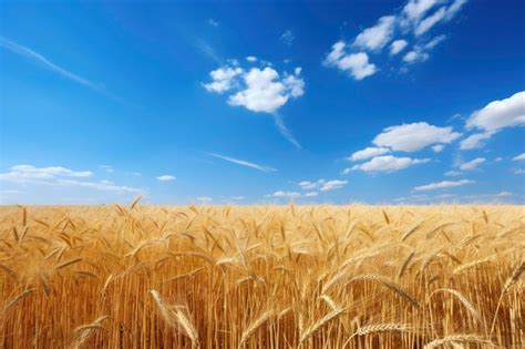 Premium Ai Image Wheat Field Under Blue Sky