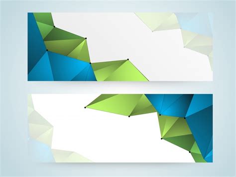 Free Vector Abstract Website Headers Set With Shiny Green And Blue