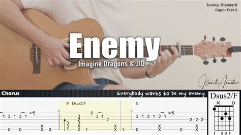 Enemy Imagine Dragons And Jid Fingerstyle Guitar Tab Chords