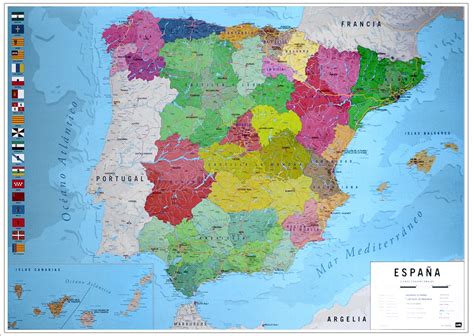 Mapa Físico Político De España Karte Von Spanien Espagne Carte Carte