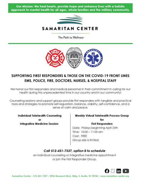 First Responder Flyer 2020 V4 Samaritan Center