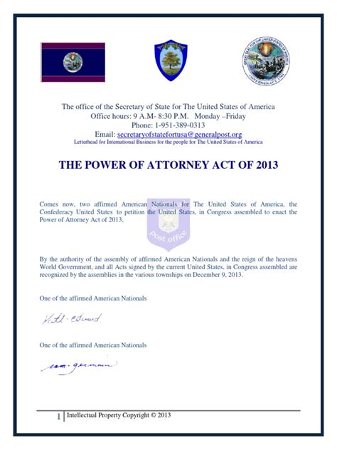 Principal means the person making this power of attorney. The Power of Attorney Act of 2013 | Copyright ...