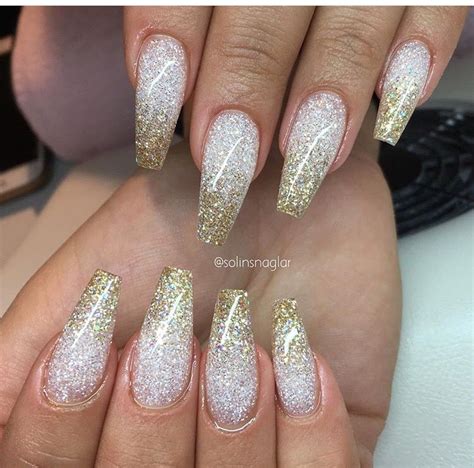 Pink And White Ombre Nails With Silver Glitter I Love Glitter Clear