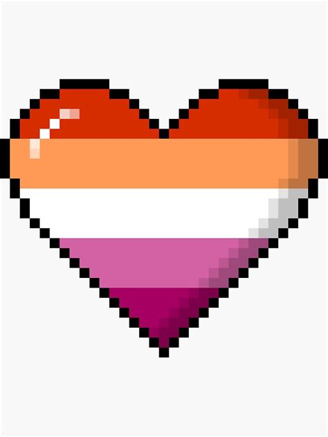 Lesbian Pride Bit Pixel Heart Sticker By Valador Redbubble