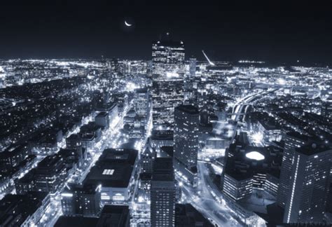 Blue City Lights Moon Night Image 137555 On