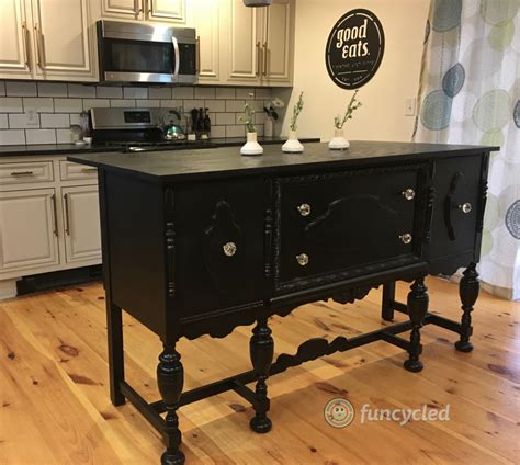 I love using antique counters as islands. Repurposed Antique Buffet Into Kitchen Island - Tuesday's ...