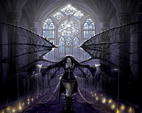 Gothic Dark Girl Angel With Chains Fantasy Engel Dunkle Kunst Und