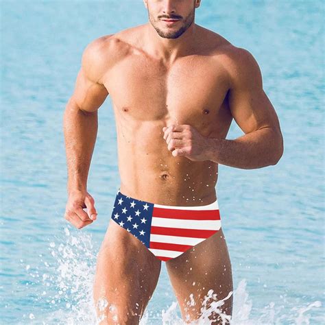 Briefs Mens Swim Briefs Trunk American Canada Flag Athletic Swimsuit