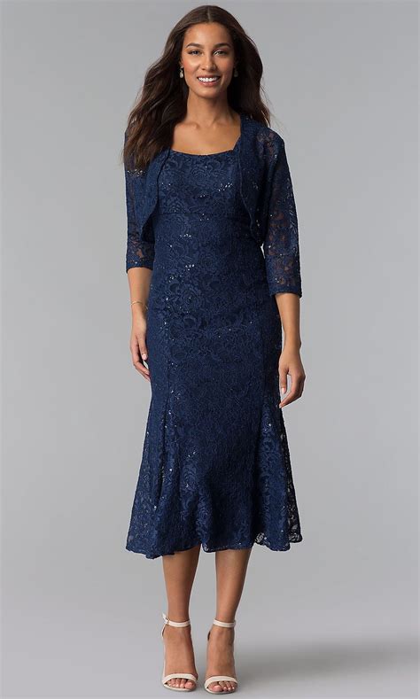 Midi Length Sequin Lace Mother Of The Bride Dress Lace Dress Mother In Law Dresses Bride Dress