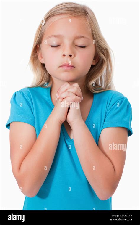 Portrait Of A Young Girl Praying Stock Photo Alamy