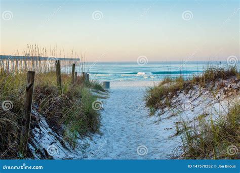 Path To The Beach And Sand Dunes At Panama City Beach Florida Stock