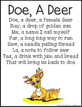 V ah, esli by zemlya. Printable Do Re Mi Song Lyrics Page (Doe A Deer) by Miss ...